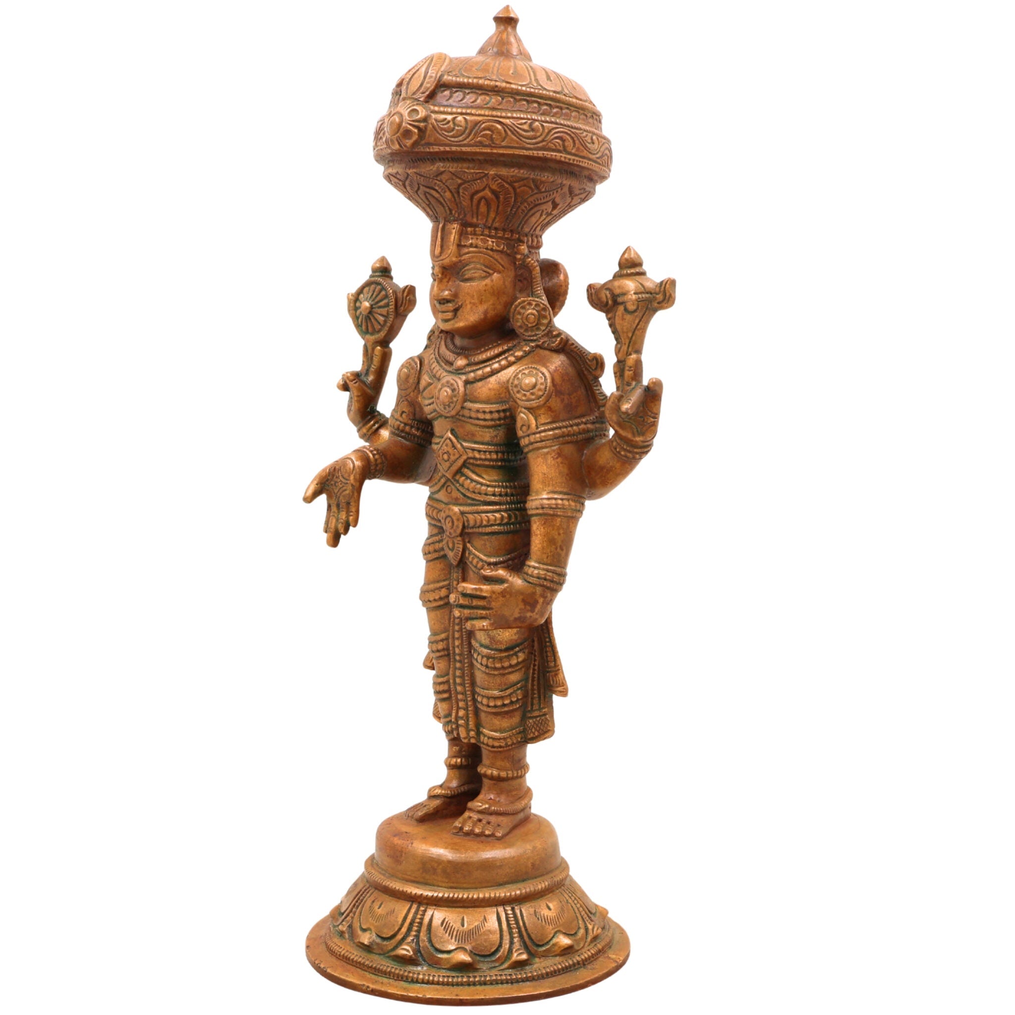 Bronze Venkateshwara Idol | Lord Balaji Tirupati Panchaloha Statue | Sri Srinivasa Murti for Home Temple & Pooja,Brown, 11 Inch, 1 Piece