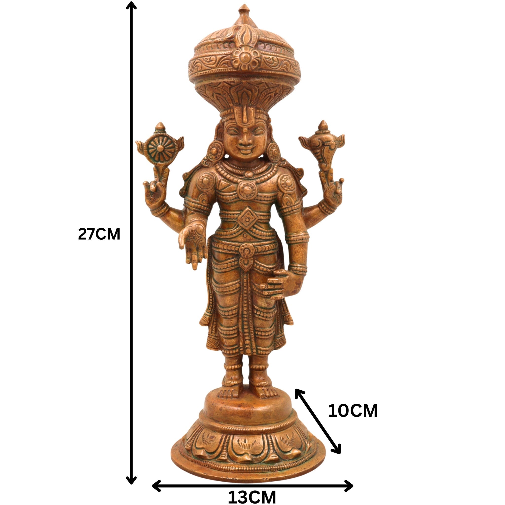 Bronze Venkateshwara Idol | Lord Balaji Tirupati Panchaloha Statue | Sri Srinivasa Murti for Home Temple & Pooja,Brown, 11 Inch, 1 Piece
