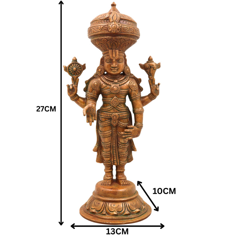 Bronze Venkateshwara Idol | Lord Balaji Tirupati Panchaloha Statue | Sri Srinivasa Murti for Home Temple & Pooja,Brown, 11 Inch, 1 Piece