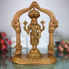 Premium Panchaloha Venkateshwara Idol | Handcrafted Tirupati Balaji Statue | Bronze Balaji Murti with Prabhavali & Peetam | South Indian Chola Art Deity,Gold, 13.5 Inch, 1 Piece