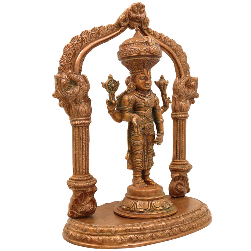 Premium Panchaloha Venkateshwara Idol | Handcrafted Tirupati Balaji Statue | Bronze Balaji Murti with Prabhavali & Peetam | South Indian Chola Art Deity,Gold, 13.5 Inch, 1 Piece