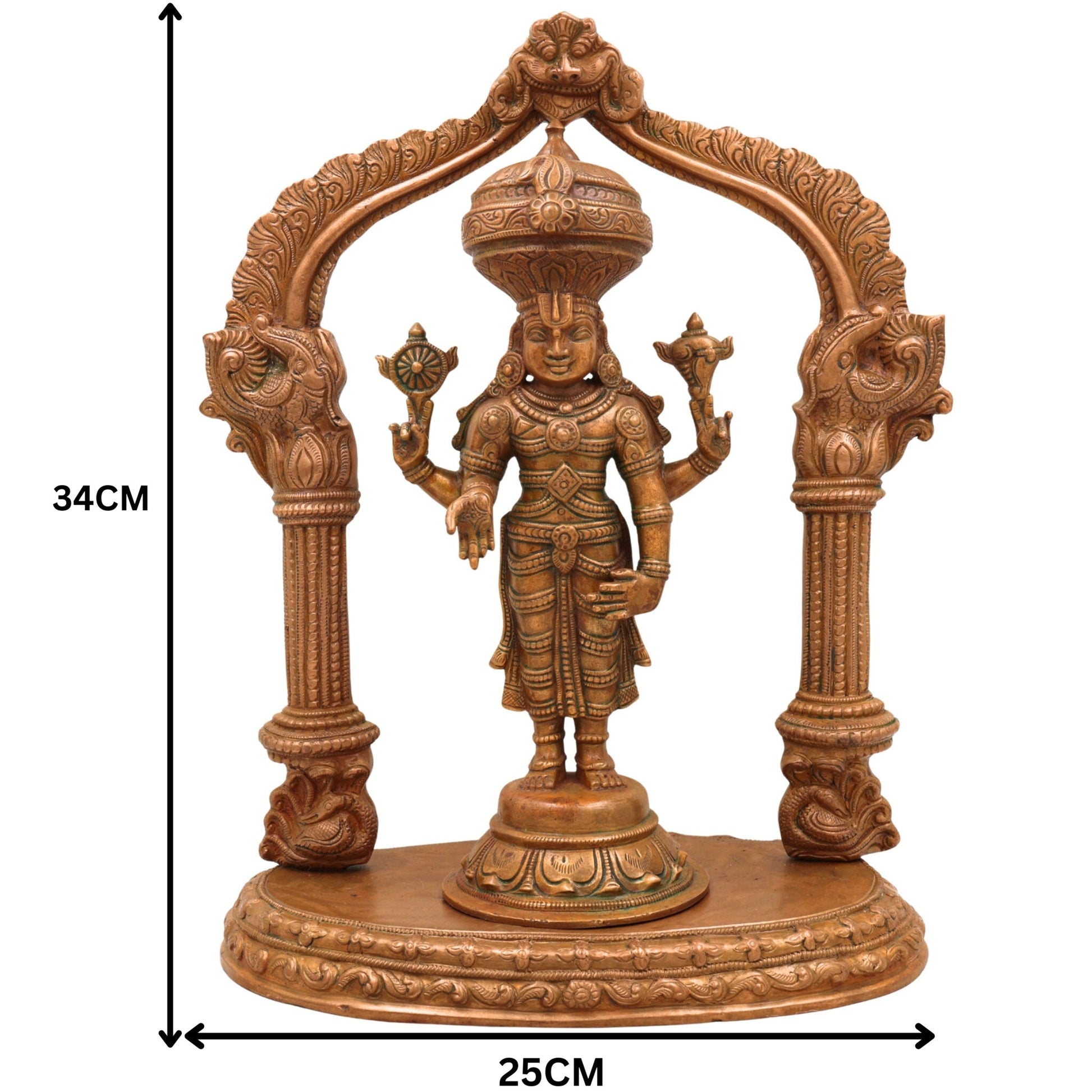 Premium Panchaloha Venkateshwara Idol | Handcrafted Tirupati Balaji Statue | Bronze Balaji Murti with Prabhavali & Peetam | South Indian Chola Art Deity,Gold, 13.5 Inch, 1 Piece