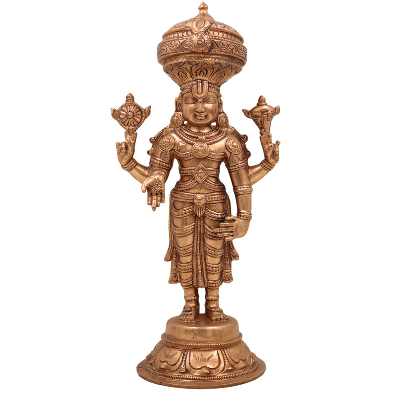 Bronze Venkateshwara Idol | Lord Balaji Tirupati Panchaloha Statue | Sri Srinivasa Murti for Home Temple & Pooja,Gold, 11 Inch, 1 Piece