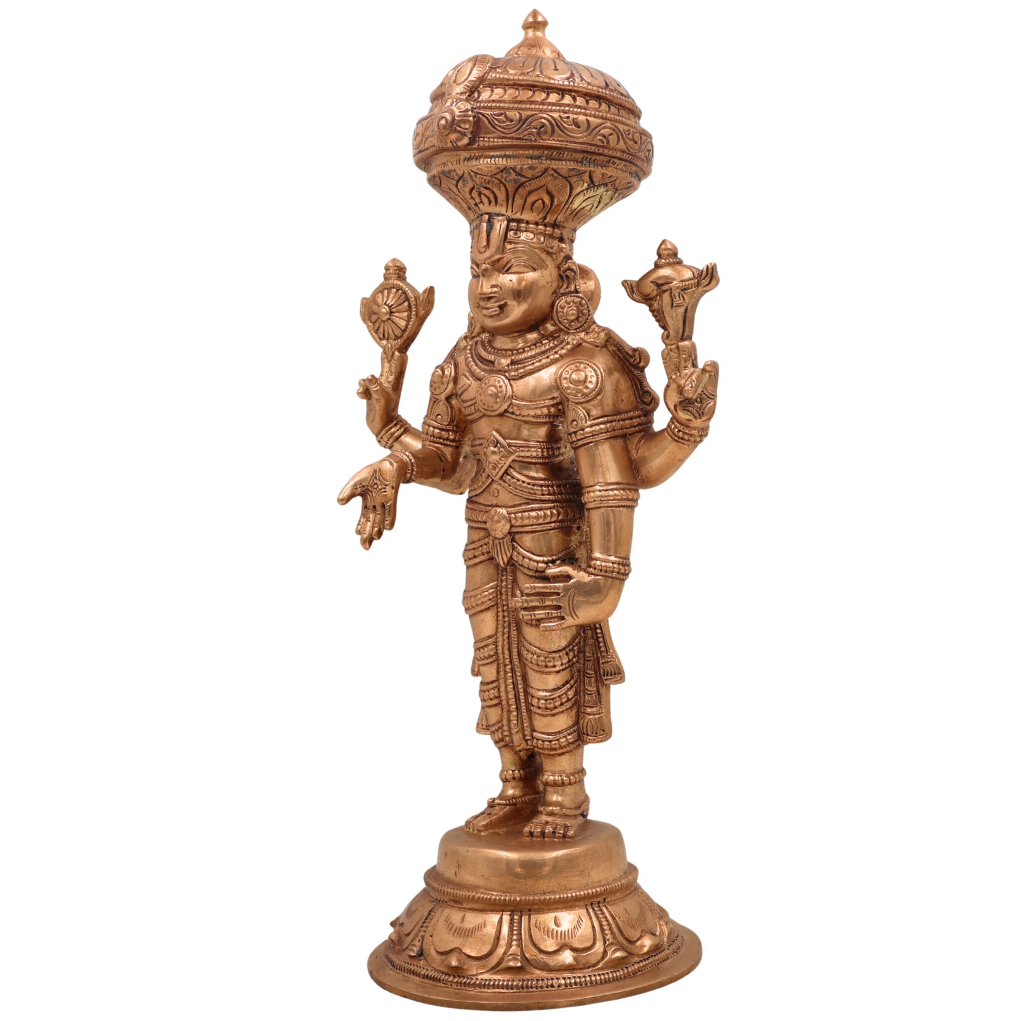 Bronze Venkateshwara Idol | Lord Balaji Tirupati Panchaloha Statue | Sri Srinivasa Murti for Home Temple & Pooja,Gold, 11 Inch, 1 Piece