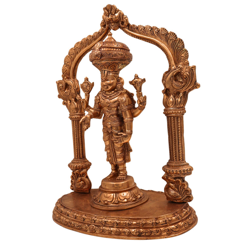 Bronze Venkateshwara Idol | Tirupati Balaji Panchaloha Murti | Handcrafted Srinivasa Statue with Prabhavali & Peetam | Chola Art South Indian Deity Sculpture,Gold, 13.5 Inch, 1 Piece