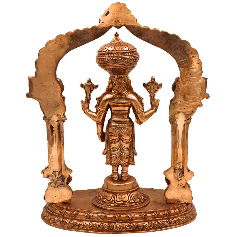 Bronze Venkateshwara Idol | Tirupati Balaji Panchaloha Murti | Handcrafted Srinivasa Statue with Prabhavali & Peetam | Chola Art South Indian Deity Sculpture,Gold, 13.5 Inch, 1 Piece