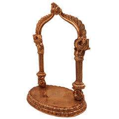 Bronze Shinghashan Chowki With Prabhavali, Peetha Prabhawali, Peetam Peetalu Peetham Bajot For Temple Sinhasan Pooja Mandir Stand, Gold, 13.5 Inch, 1 Piece