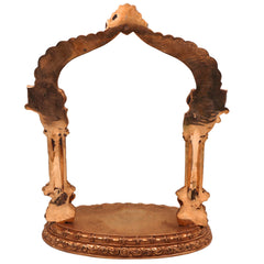 Bronze Shinghashan Chowki With Prabhavali, Peetha Prabhawali, Peetam Peetalu Peetham Bajot For Temple Sinhasan Pooja Mandir Stand, Gold, 13.5 Inch, 1 Piece