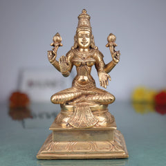 Handcrafted Panchaloha Mahalakshmi Idol | Pure Bronze Kamala Devi Murti | South Indian Chola Art Sri Lakshmi Statue for Home, Temple & Diwali Puja,Gold, 8 Inch, 1 Piece