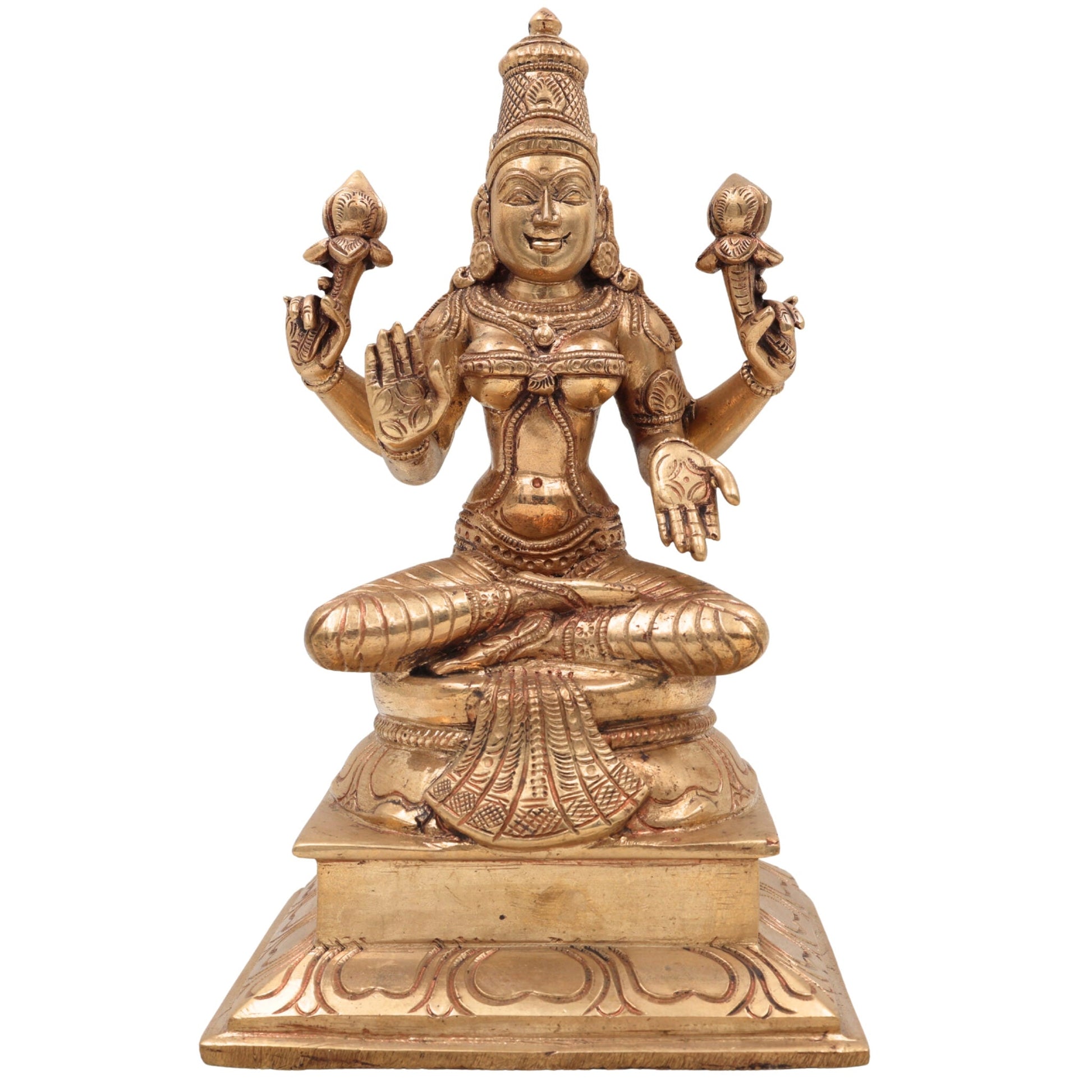 Handcrafted Panchaloha Mahalakshmi Idol | Pure Bronze Kamala Devi Murti | South Indian Chola Art Sri Lakshmi Statue for Home, Temple & Diwali Puja,Gold, 8 Inch, 1 Piece