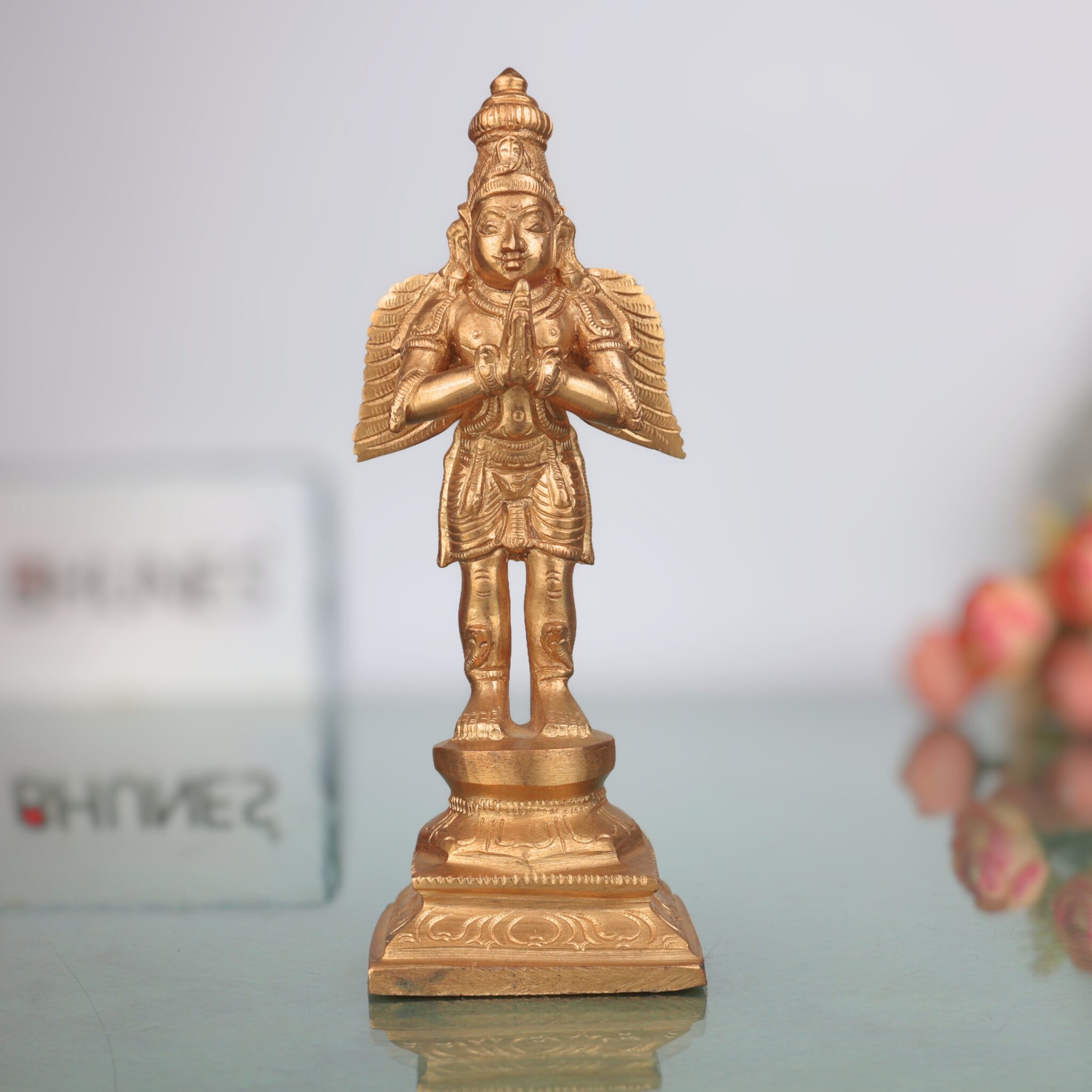 Handcrafted Panchaloha Bronze Garuda Dev Idol | Vishnu Vahana Suparna Khageshwara Murti for Home Temple & Vastu,Gold, 6.5 Inch, 1 Piece