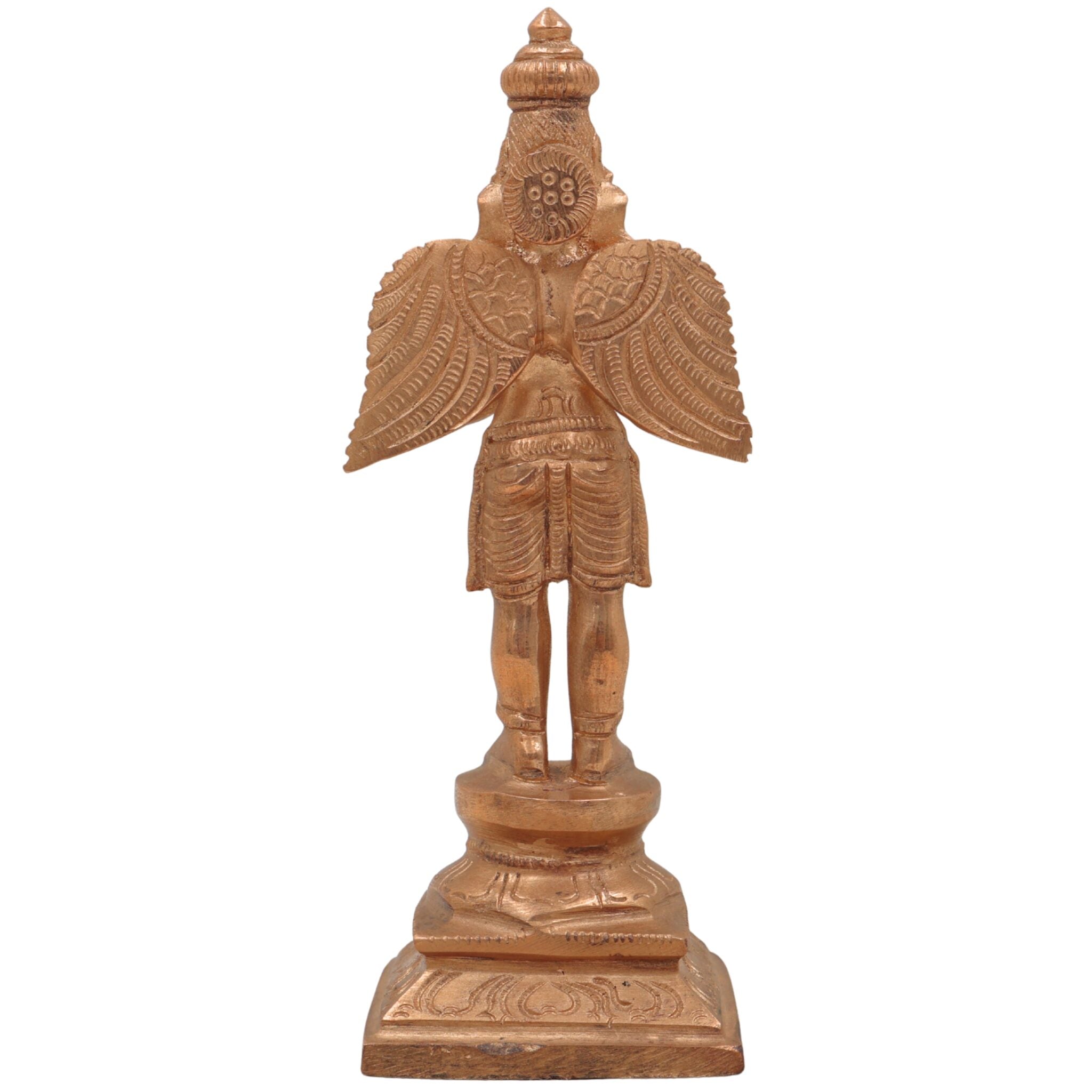 Handcrafted Panchaloha Bronze Garuda Dev Idol | Vishnu Vahana Suparna Khageshwara Murti for Home Temple & Vastu,Gold, 6.5 Inch, 1 Piece