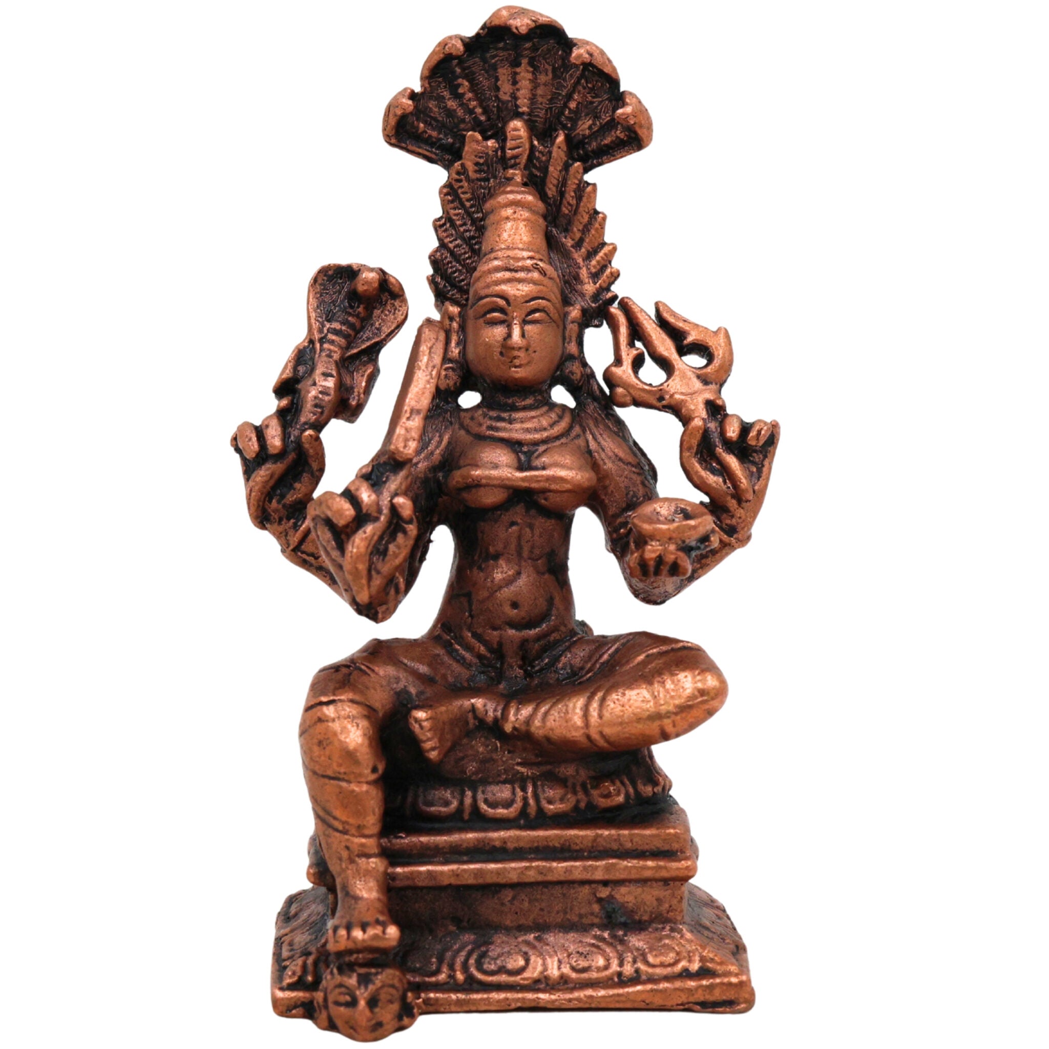 Copper Mariamman Idol, Tamra Karumari Amman Statue, Thamira Devi Murthi, Samayapuram Mariamman, South Indian Temple Decor & Puja Gift,Gold, 23 Inch, 1 Piece