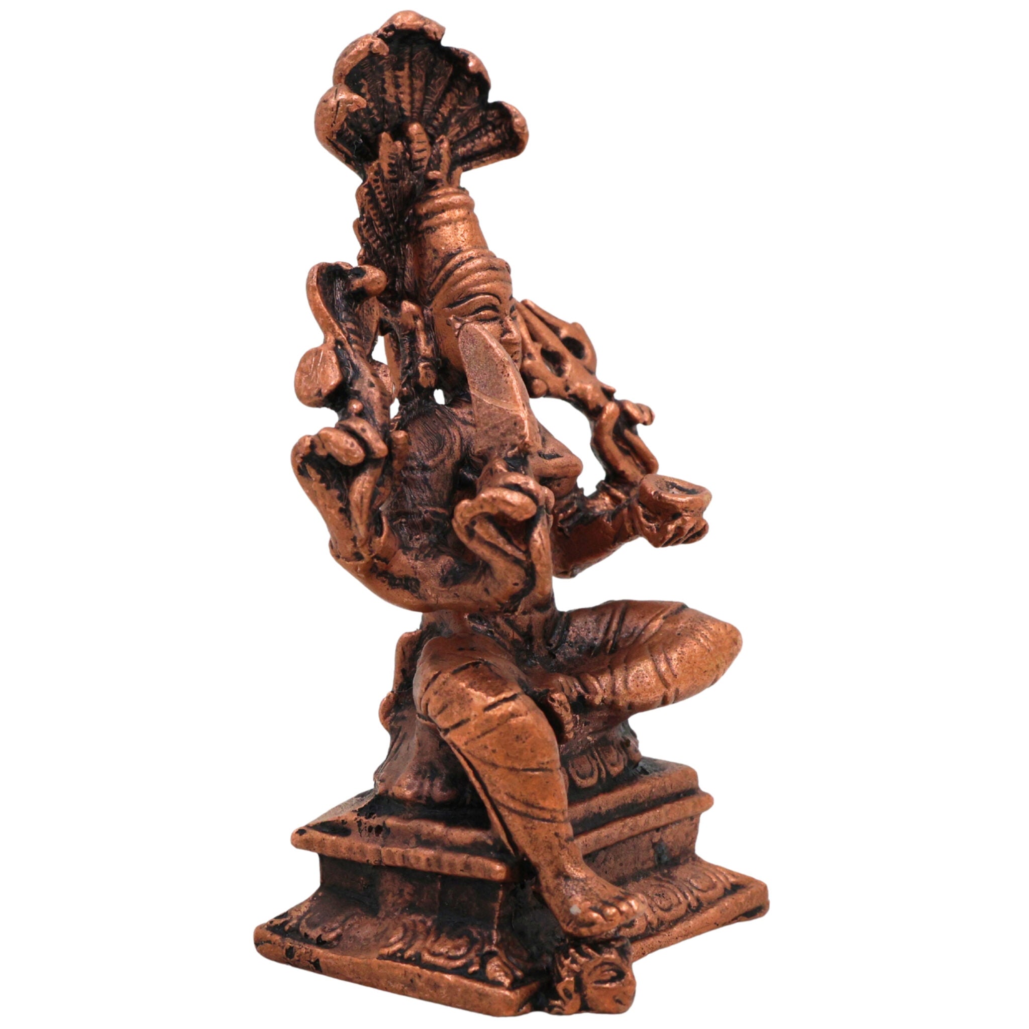 Copper Mariamman Idol, Tamra Karumari Amman Statue, Thamira Devi Murthi, Samayapuram Mariamman, South Indian Temple Decor & Puja Gift,Gold, 23 Inch, 1 Piece