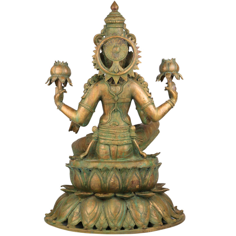 Handcrafted Panchaloha maha Lakshmi Idol | Bronze Maha Lakshmi Devi Statue | maha lakshmi Murti for Temple, Home Decor & Pooja,Gold, 25 Inch, 1 Piece