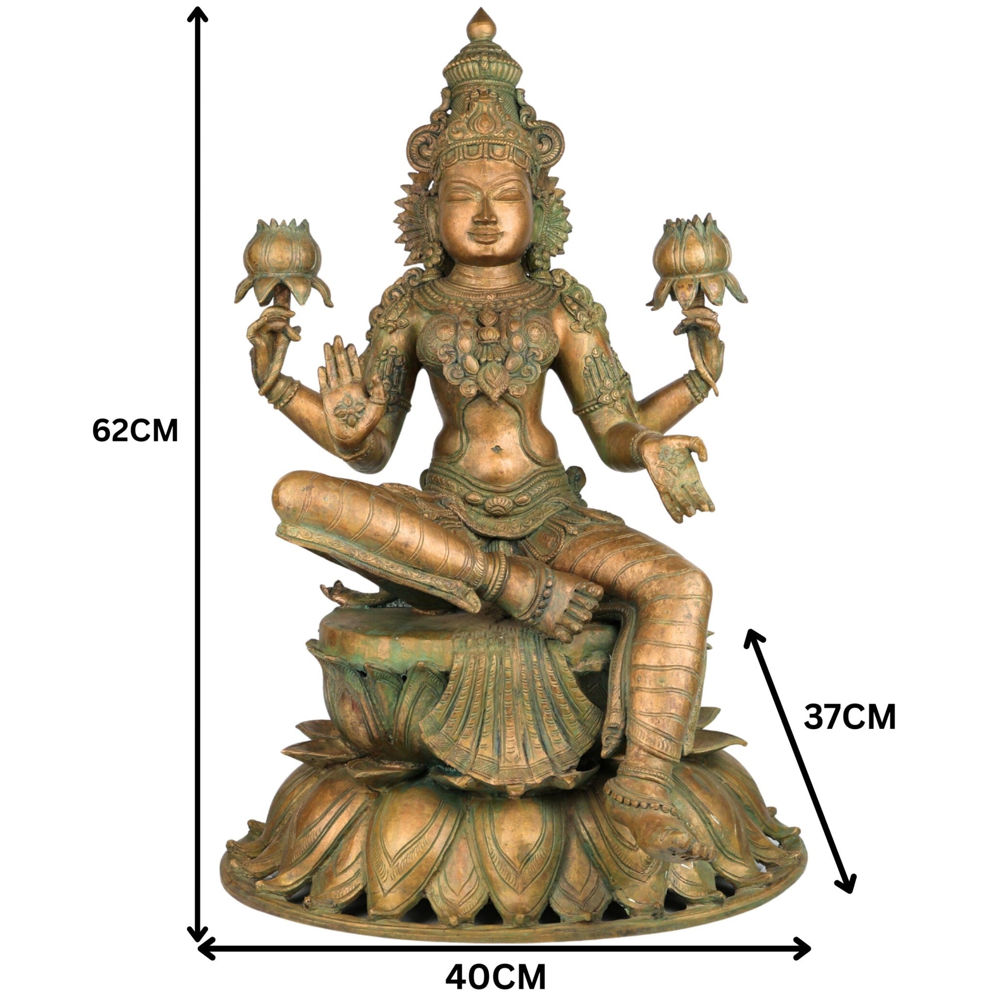 Handcrafted Panchaloha maha Lakshmi Idol | Bronze Maha Lakshmi Devi Statue | maha lakshmi Murti for Temple, Home Decor & Pooja,Gold, 25 Inch, 1 Piece