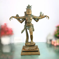Lord Nataraja Bronze Idol | Handmade Panchaloha Chola Nataraja Statue | Cosmic Dancing Shiva Sculpture, Ananda Tandava, Tandav Shiva, Adalvallan, Natya Shiva Murti for Home & Temple Decor,Gold, 25 Inch, 1 Piece