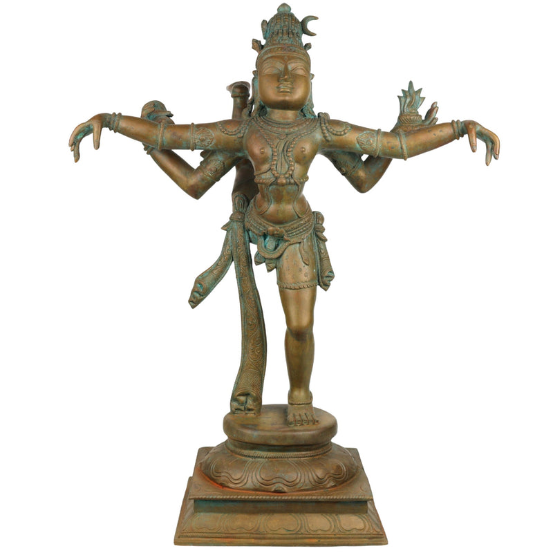 Lord Nataraja Bronze Idol | Handmade Panchaloha Chola Nataraja Statue | Cosmic Dancing Shiva Sculpture, Ananda Tandava, Tandav Shiva, Adalvallan, Natya Shiva Murti for Home & Temple Decor,Gold, 25 Inch, 1 Piece