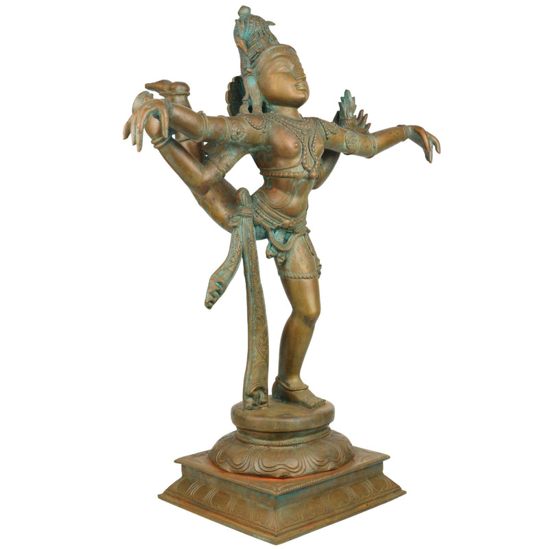 Lord Nataraja Bronze Idol | Handmade Panchaloha Chola Nataraja Statue | Cosmic Dancing Shiva Sculpture, Ananda Tandava, Tandav Shiva, Adalvallan, Natya Shiva Murti for Home & Temple Decor,Gold, 25 Inch, 1 Piece