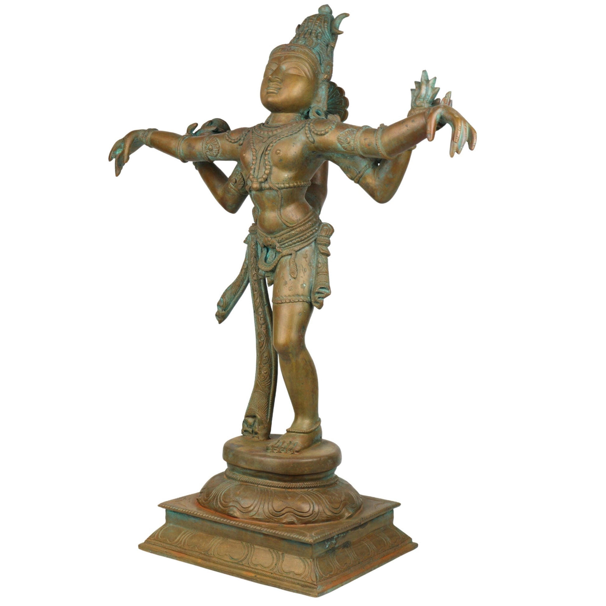 Lord Nataraja Bronze Idol | Handmade Panchaloha Chola Nataraja Statue | Cosmic Dancing Shiva Sculpture, Ananda Tandava, Tandav Shiva, Adalvallan, Natya Shiva Murti for Home & Temple Decor,Gold, 25 Inch, 1 Piece