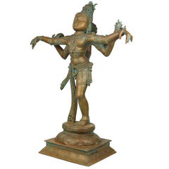 Lord Nataraja Bronze Idol | Handmade Panchaloha Chola Nataraja Statue | Cosmic Dancing Shiva Sculpture, Ananda Tandava, Tandav Shiva, Adalvallan, Natya Shiva Murti for Home & Temple Decor,Gold, 25 Inch, 1 Piece