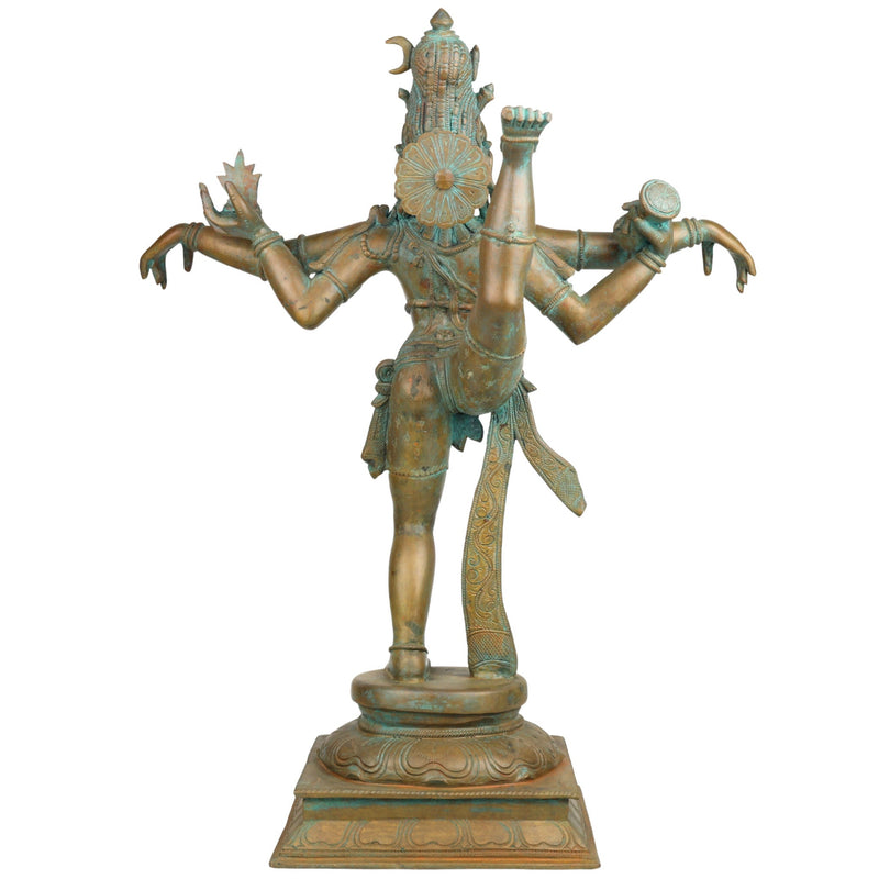 Lord Nataraja Bronze Idol | Handmade Panchaloha Chola Nataraja Statue | Cosmic Dancing Shiva Sculpture, Ananda Tandava, Tandav Shiva, Adalvallan, Natya Shiva Murti for Home & Temple Decor,Gold, 25 Inch, 1 Piece