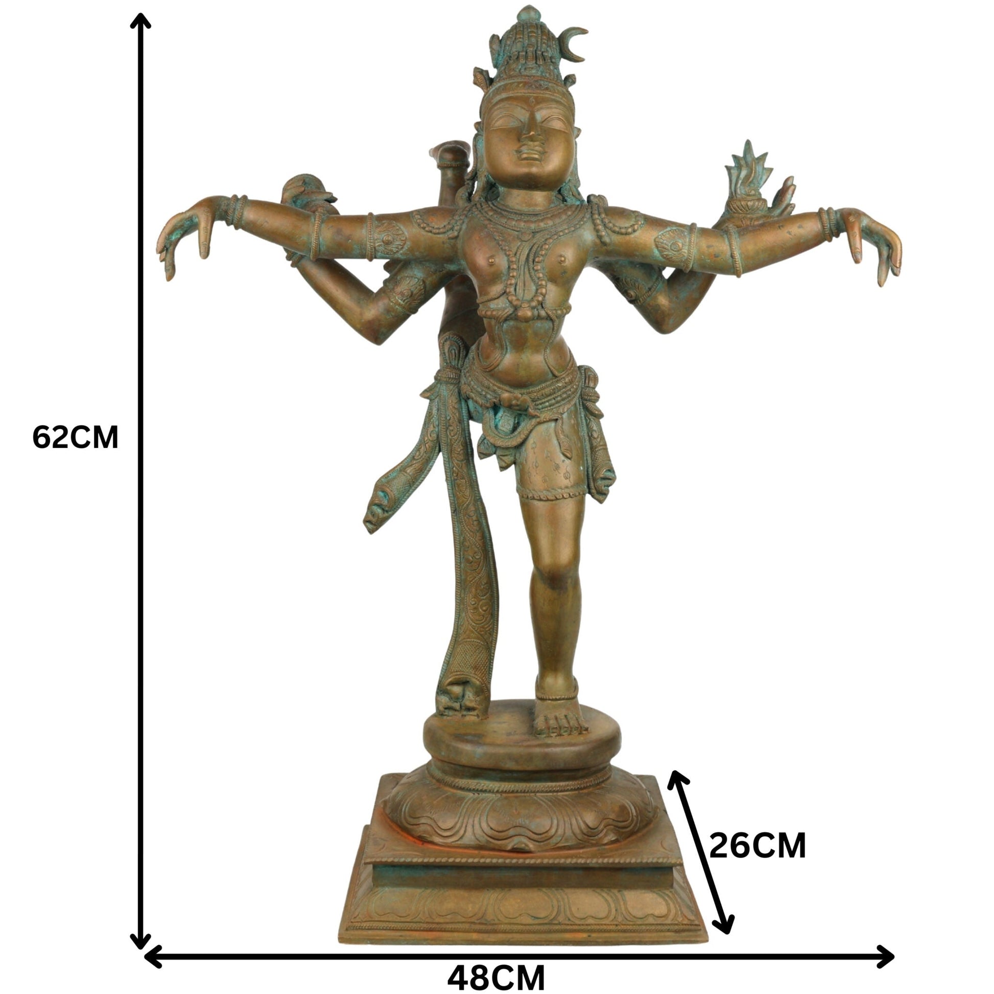 Lord Nataraja Bronze Idol | Handmade Panchaloha Chola Nataraja Statue | Cosmic Dancing Shiva Sculpture, Ananda Tandava, Tandav Shiva, Adalvallan, Natya Shiva Murti for Home & Temple Decor,Gold, 25 Inch, 1 Piece