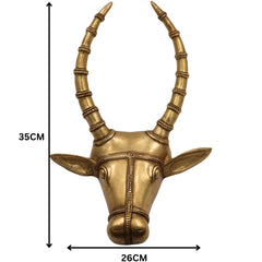 Brass Bull Head Wall Hanging – Nandi Ox Face Sculpture for Home, Temple & Pooja Room Decor, Gold, 14 Inch, 1 Piece