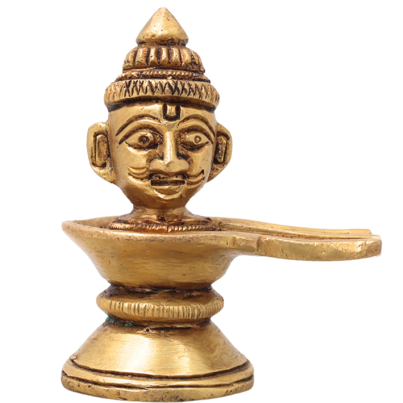 Handcrafted Brass Shiva Lingam with Face | Shivling Idol | Shivalingam Jyotirlinga Mahalingam Banalinga Murti for Puja & Home Temple Decor,Gold, 2.5 Inch, 1 Piece