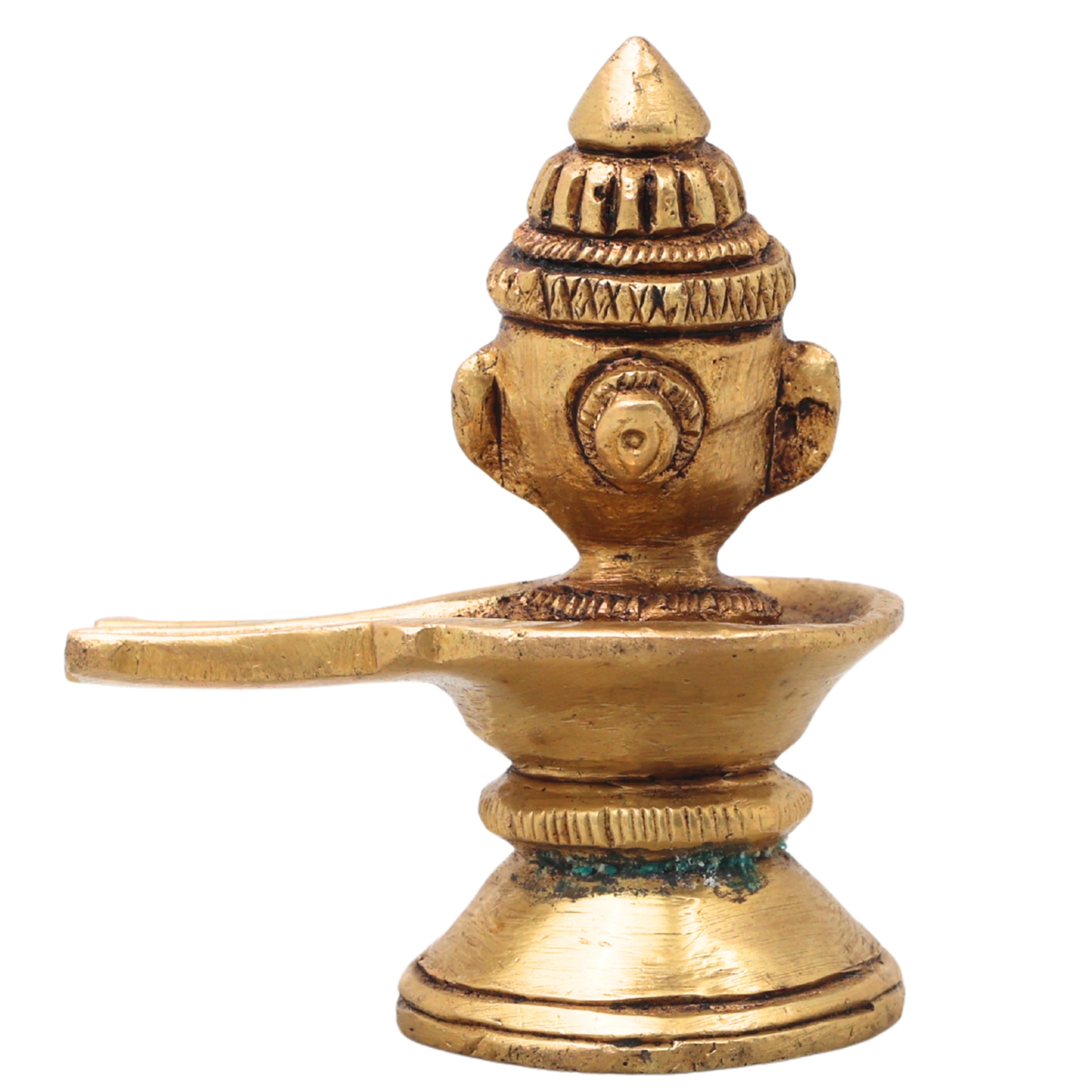 Handcrafted Brass Shiva Lingam with Face | Shivling Idol | Shivalingam Jyotirlinga Mahalingam Banalinga Murti for Puja & Home Temple Decor,Gold, 2.5 Inch, 1 Piece