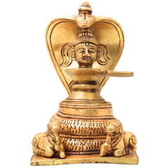 Handcrafted Brass Shiva Lingam with Naga & Nandi, Shivling Shivalingam Jyotirlinga Banalinga Idol for Home Temple Puja & Spiritual Decor,Gold, 5 Inch, 1 Piece