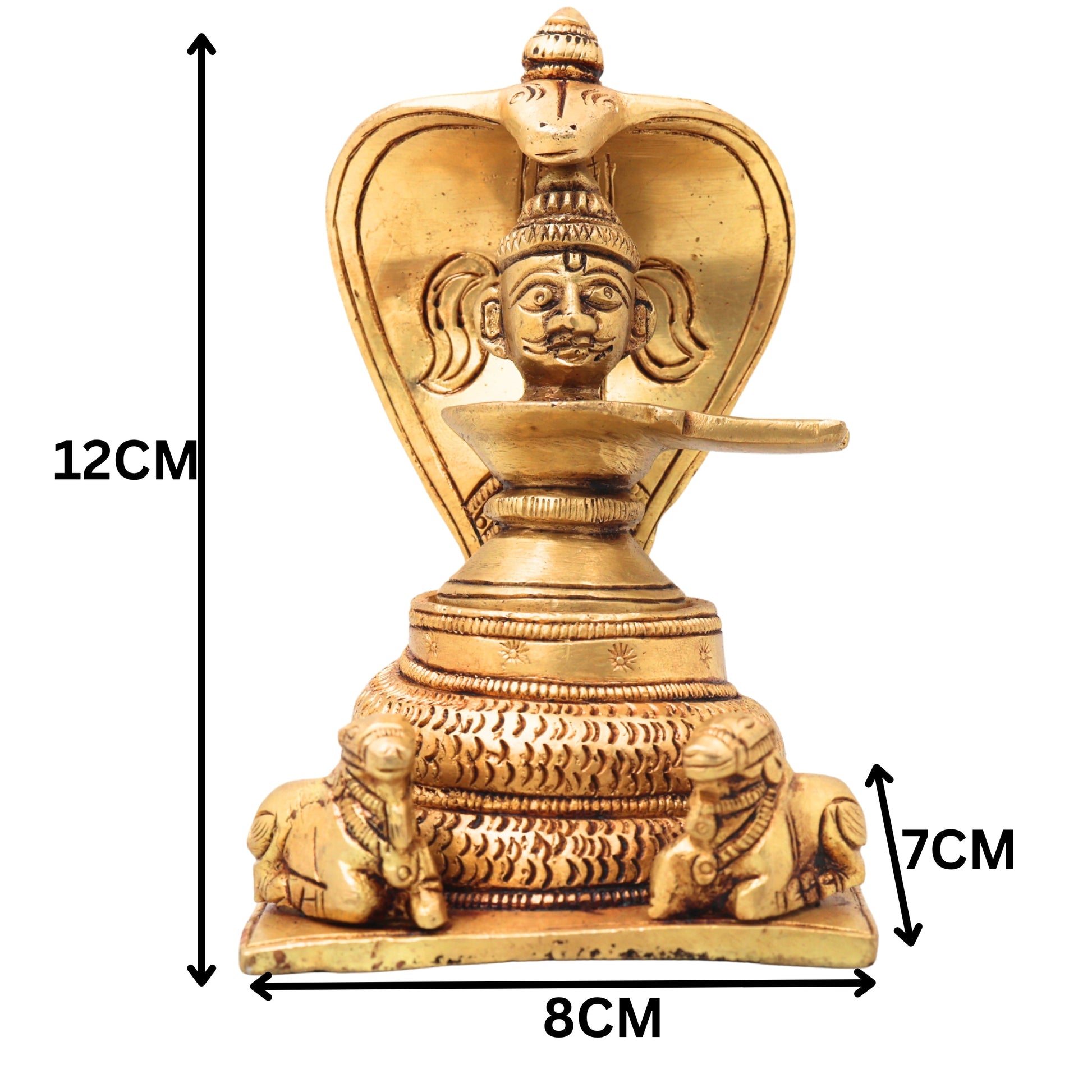 Handcrafted Brass Shiva Lingam with Naga & Nandi, Shivling Shivalingam Jyotirlinga Banalinga Idol for Home Temple Puja & Spiritual Decor,Gold, 5 Inch, 1 Piece