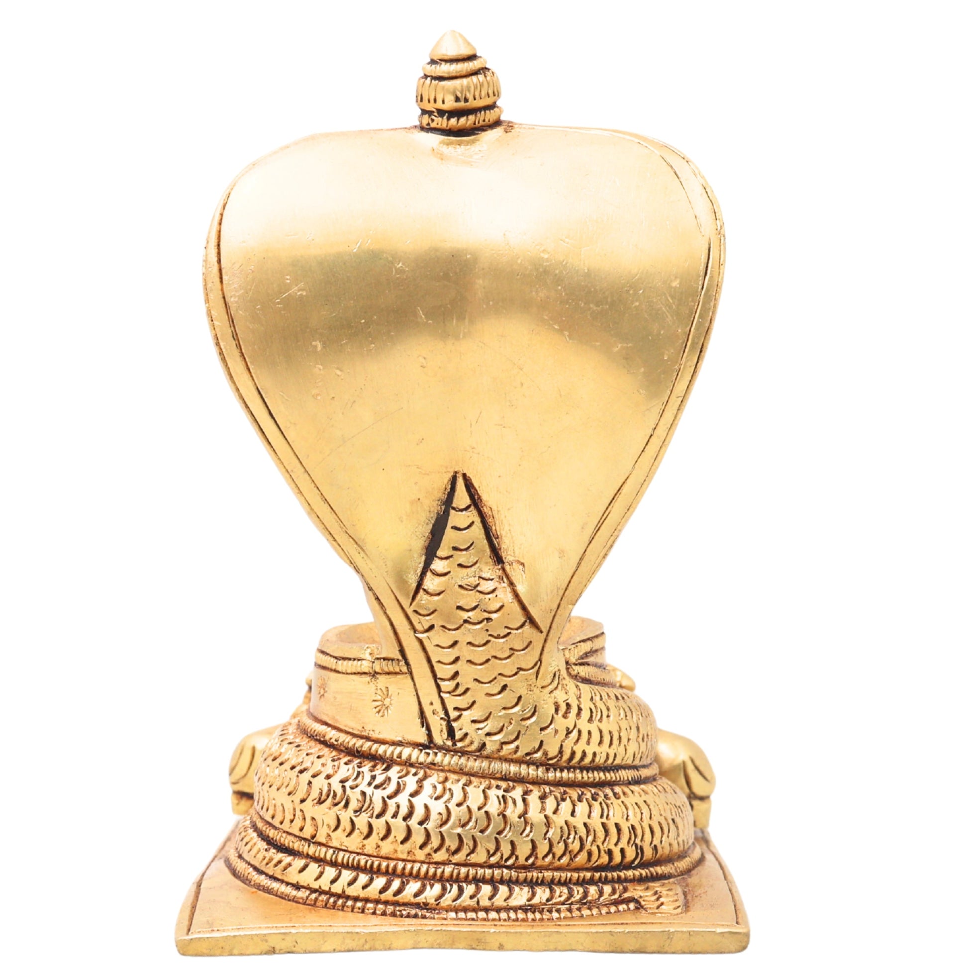 Brass Snake Shaped Pooja Chowki with Nandi Handcrafted Shiva Linga Stand, Shaligram Singhasan, Peetha for Mandir, Bajot for Puja Room, Gold, 5 Inch, 1 Piece