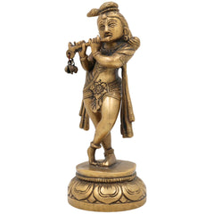 Brass Krishna Idol – Lord Bal Gopal Murti, Gopal Vigraham, Kanhaiya Statue, Makhan Chor Pooja Idol for Home Decor & Gifts,Gold, 6.5 Inch, 1 Piece