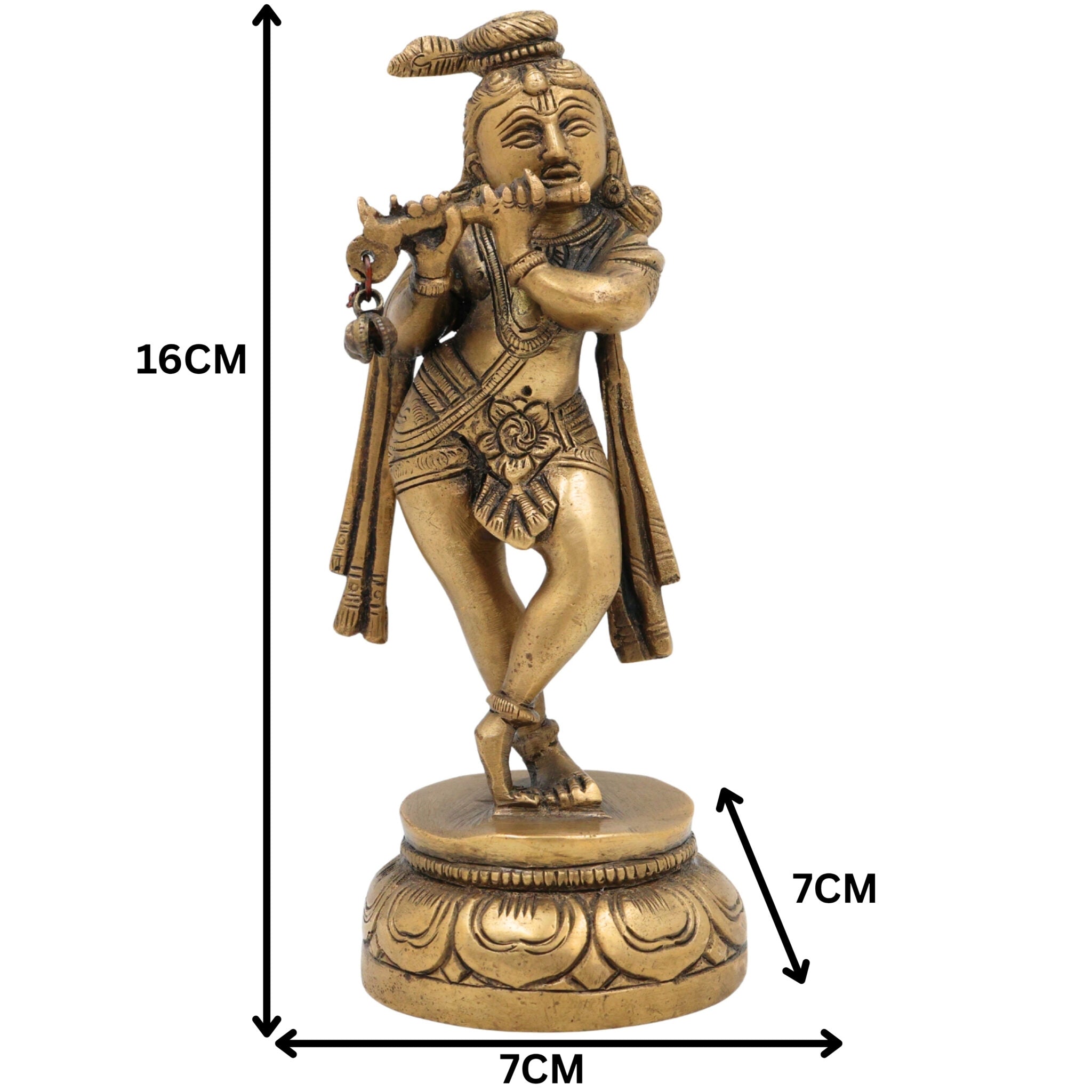 Brass Krishna Idol – Lord Bal Gopal Murti, Gopal Vigraham, Kanhaiya Statue, Makhan Chor Pooja Idol for Home Decor & Gifts,Gold, 6.5 Inch, 1 Piece