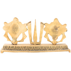 Handcrafted Brass Balaji Shanka Chakra Namam Set, Tirupati Venkateswara Srinivasa Govinda Vishnu Symbol,Gold, 4.5 Inch, 1 Piece