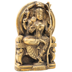 Brass Rajarajeshwari Idol, Sri Lalita Tripurasundari Amman Murti, Shodashi Kamakshi Devi Statue, Handmade Peetal Goddess Sculpture,Gold, 7 Inch, 1 Piece