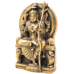 Brass Rajarajeshwari Idol, Sri Lalita Tripurasundari Amman Murti, Shodashi Kamakshi Devi Statue, Handmade Peetal Goddess Sculpture,Gold, 7 Inch, 1 Piece
