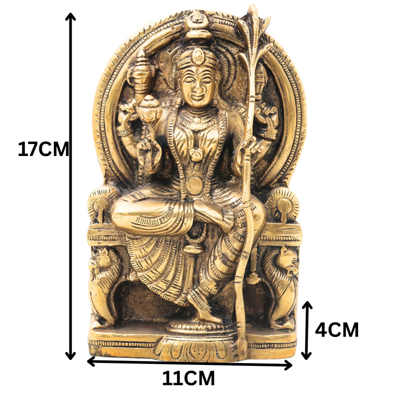 Brass Rajarajeshwari Idol, Sri Lalita Tripurasundari Amman Murti, Shodashi Kamakshi Devi Statue, Handmade Peetal Goddess Sculpture,Gold, 7 Inch, 1 Piece