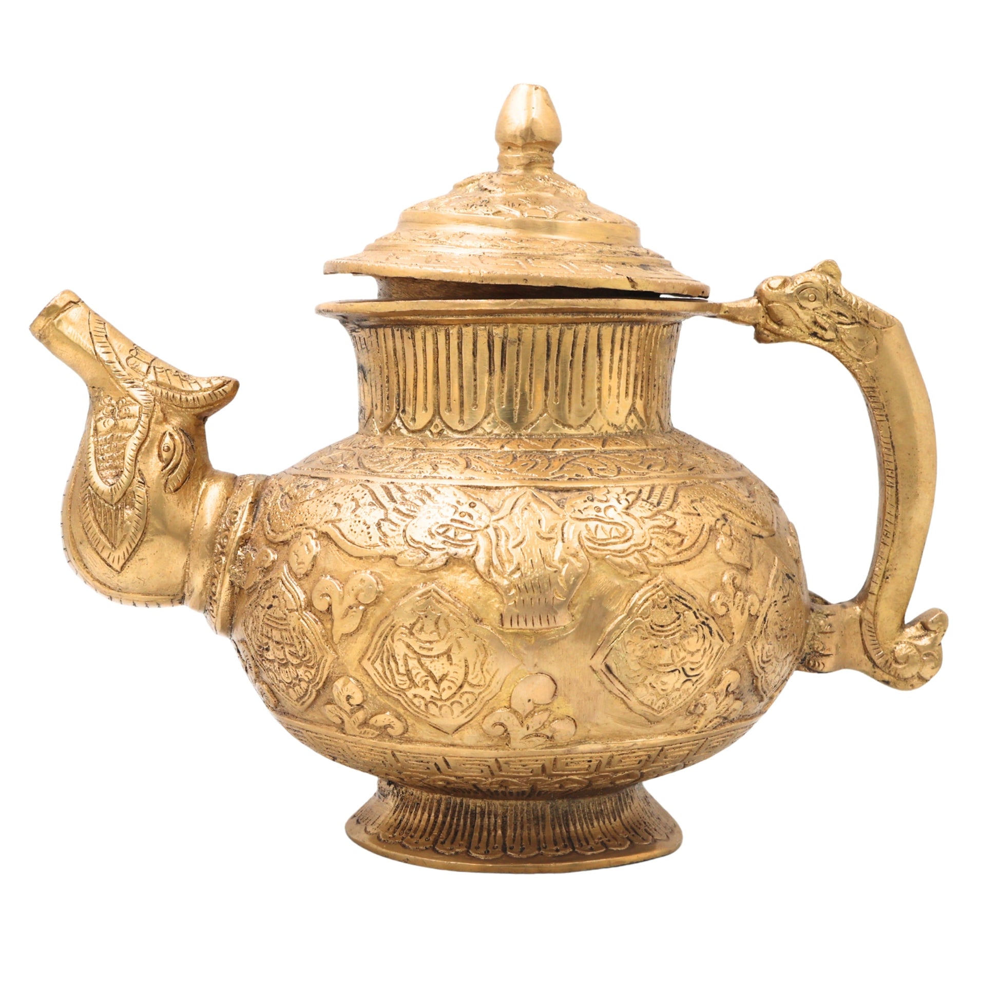 Brass Solid Heavy Kettle, Ketalee, Kettledrum, Jar, Pot, Surai, With Strainer, Surahi, Jug, Pitcher, Brass Decoratives, Gift, Home Decor,Gold, 8 Inch, 1 Piece