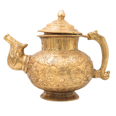 Brass Solid Heavy Kettle, Ketalee, Kettledrum, Jar, Pot, Surai, With Strainer, Surahi, Jug, Pitcher, Brass Decoratives, Gift, Home Decor,Gold, 8 Inch, 1 Piece