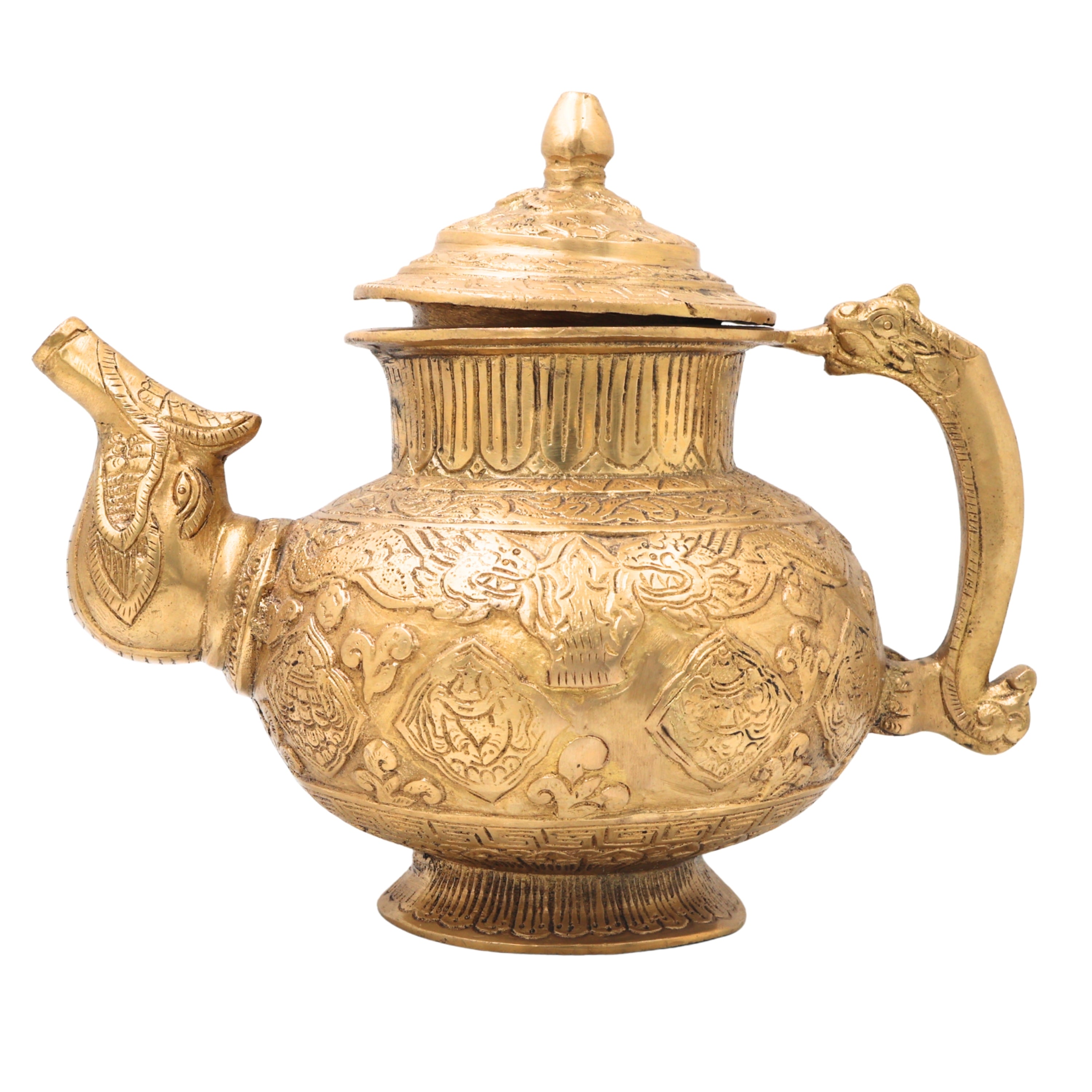 Brass Solid Heavy Kettle, Ketalee, Kettledrum, Jar, Pot, Surai, With Strainer, Surahi, Jug, Pitcher, Brass Decoratives, Gift, Home Decor,Gold, 8 Inch, 1 Piece