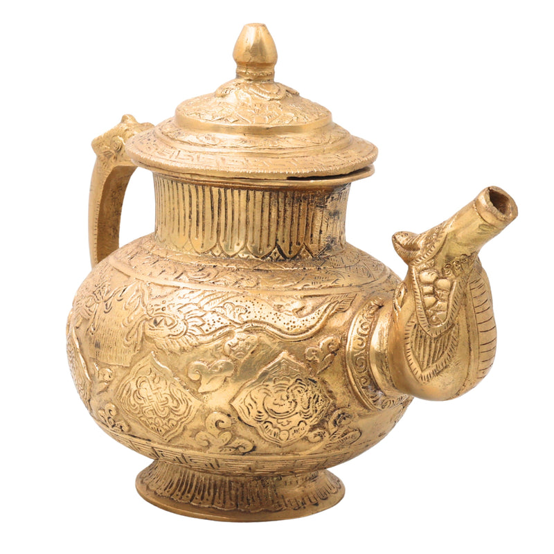 Brass Solid Heavy Kettle, Ketalee, Kettledrum, Jar, Pot, Surai, With Strainer, Surahi, Jug, Pitcher, Brass Decoratives, Gift, Home Decor,Gold, 8 Inch, 1 Piece