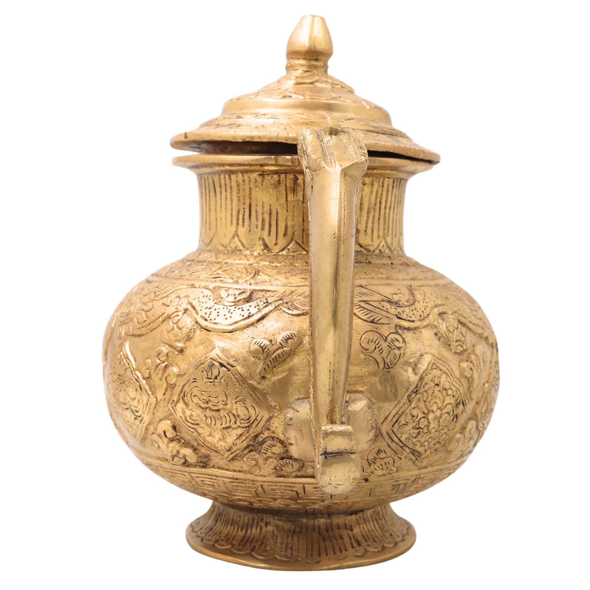 Brass Solid Heavy Kettle, Ketalee, Kettledrum, Jar, Pot, Surai, With Strainer, Surahi, Jug, Pitcher, Brass Decoratives, Gift, Home Decor,Gold, 8 Inch, 1 Piece