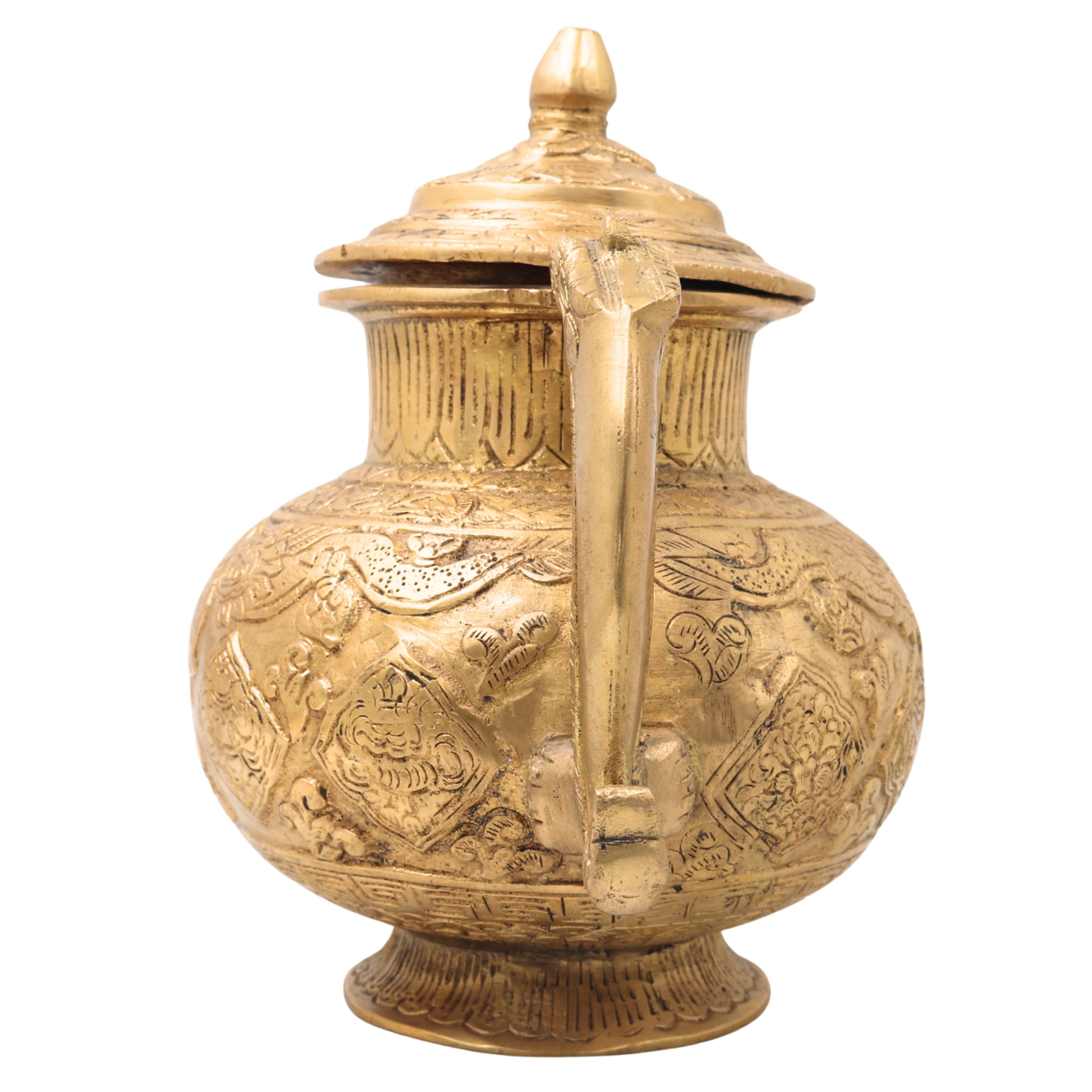 Brass Solid Heavy Kettle, Ketalee, Kettledrum, Jar, Pot, Surai, With Strainer, Surahi, Jug, Pitcher, Brass Decoratives, Gift, Home Decor,Gold, 8 Inch, 1 Piece