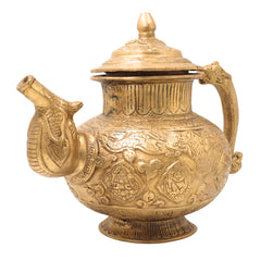 Brass Solid Heavy Kettle, Ketalee, Kettledrum, Jar, Pot, Surai, With Strainer, Surahi, Jug, Pitcher, Brass Decoratives, Gift, Home Decor,Gold, 8 Inch, 1 Piece