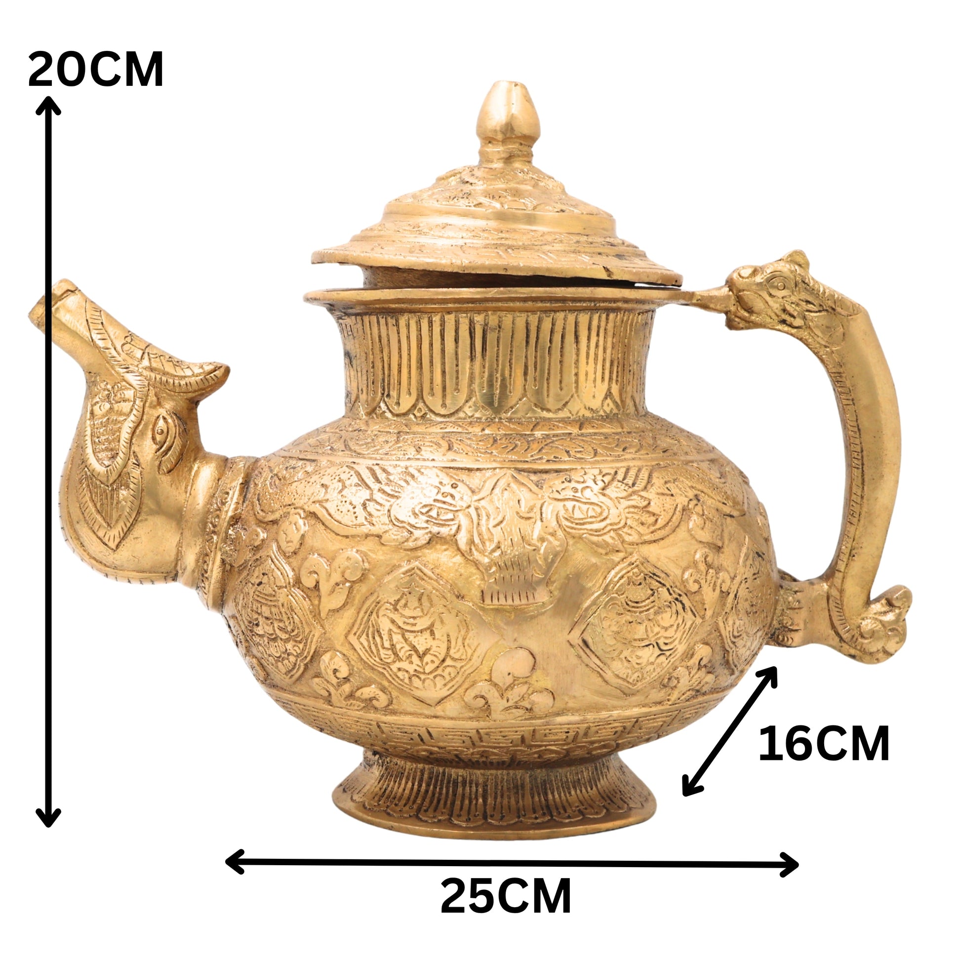 Brass Solid Heavy Kettle, Ketalee, Kettledrum, Jar, Pot, Surai, With Strainer, Surahi, Jug, Pitcher, Brass Decoratives, Gift, Home Decor,Gold, 8 Inch, 1 Piece