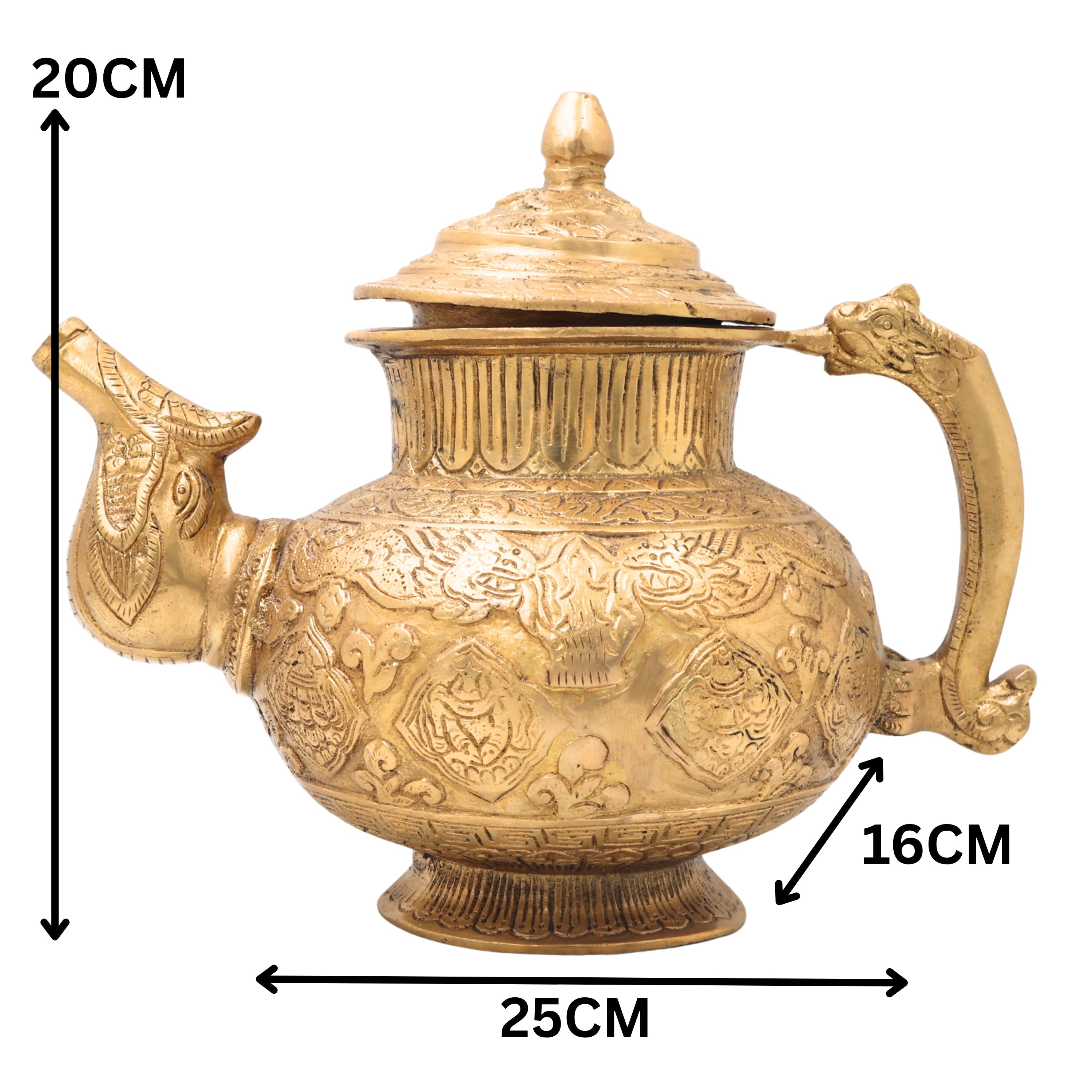 Brass Solid Heavy Kettle, Ketalee, Kettledrum, Jar, Pot, Surai, With Strainer, Surahi, Jug, Pitcher, Brass Decoratives, Gift, Home Decor,Gold, 8 Inch, 1 Piece