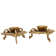 Brass Deepam , Kuthu Vilakku Nilavilakku Agal Vilakku Panchadeepam Temple Oil Lamp Pital Diya Traditional Puja Samai Lamp, Set Of 2,Gold, 3 Inch, 1 Piece
