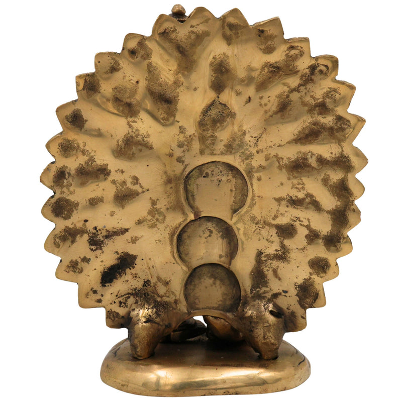 Handcrafted Brass Murugan with Peacock Idol – Lord Kartikeya Skanda Subramanya Shanmukha Kumara Swamy Vel Murugan Pittal Statue for Pooja, Temple & Home Decor,Gold, 9 Inch, 1 Piece